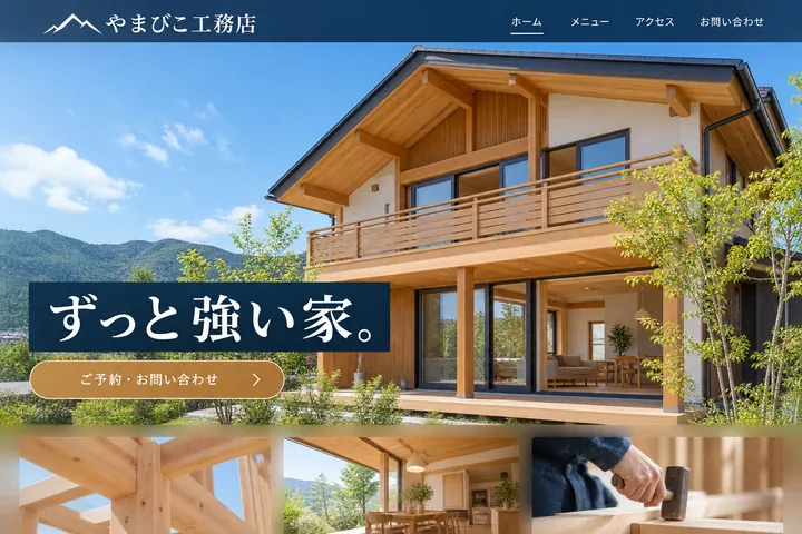 工務店のホームページのデザイン例（架空のお店）