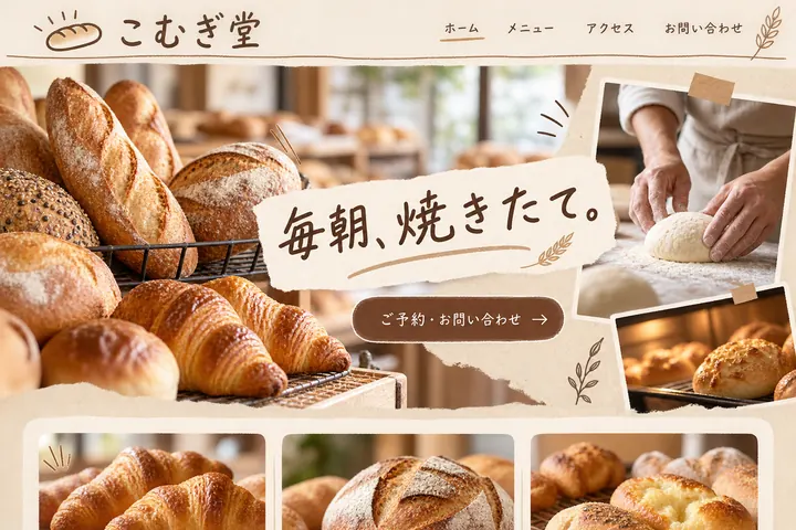 パン屋のホームページのデザイン例（架空のお店）