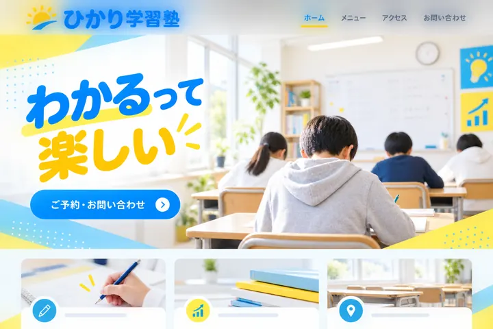 学習塾のホームページのデザイン例（架空のお店）